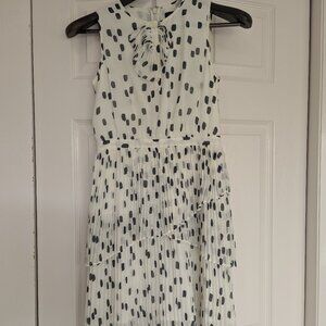 Banana Republic, pleated black and white polka dot dress, size petite 00